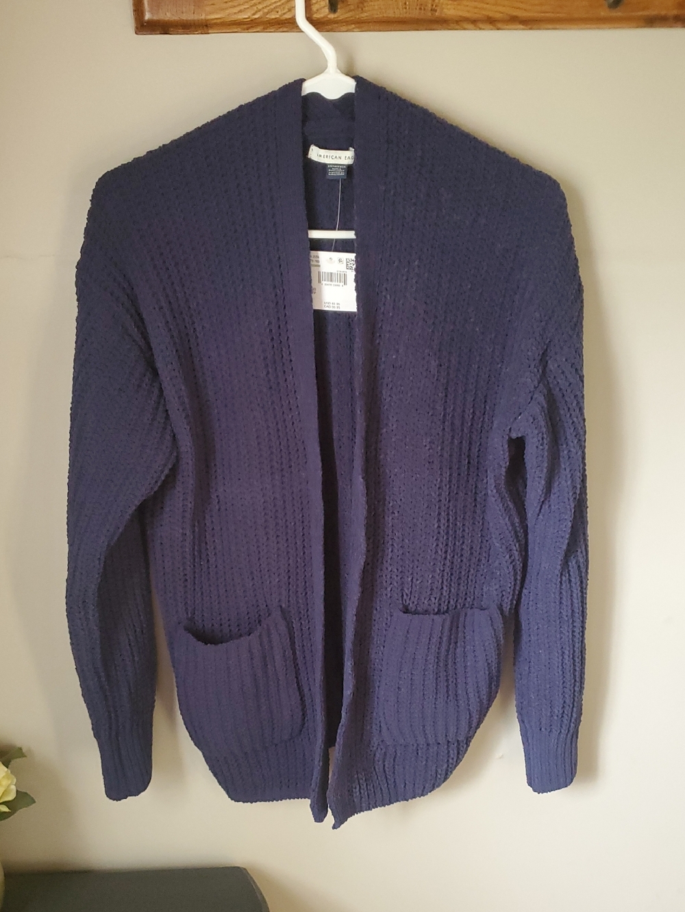 American Eagle Outfitters Navy Open-Front Shawl Cardigan
